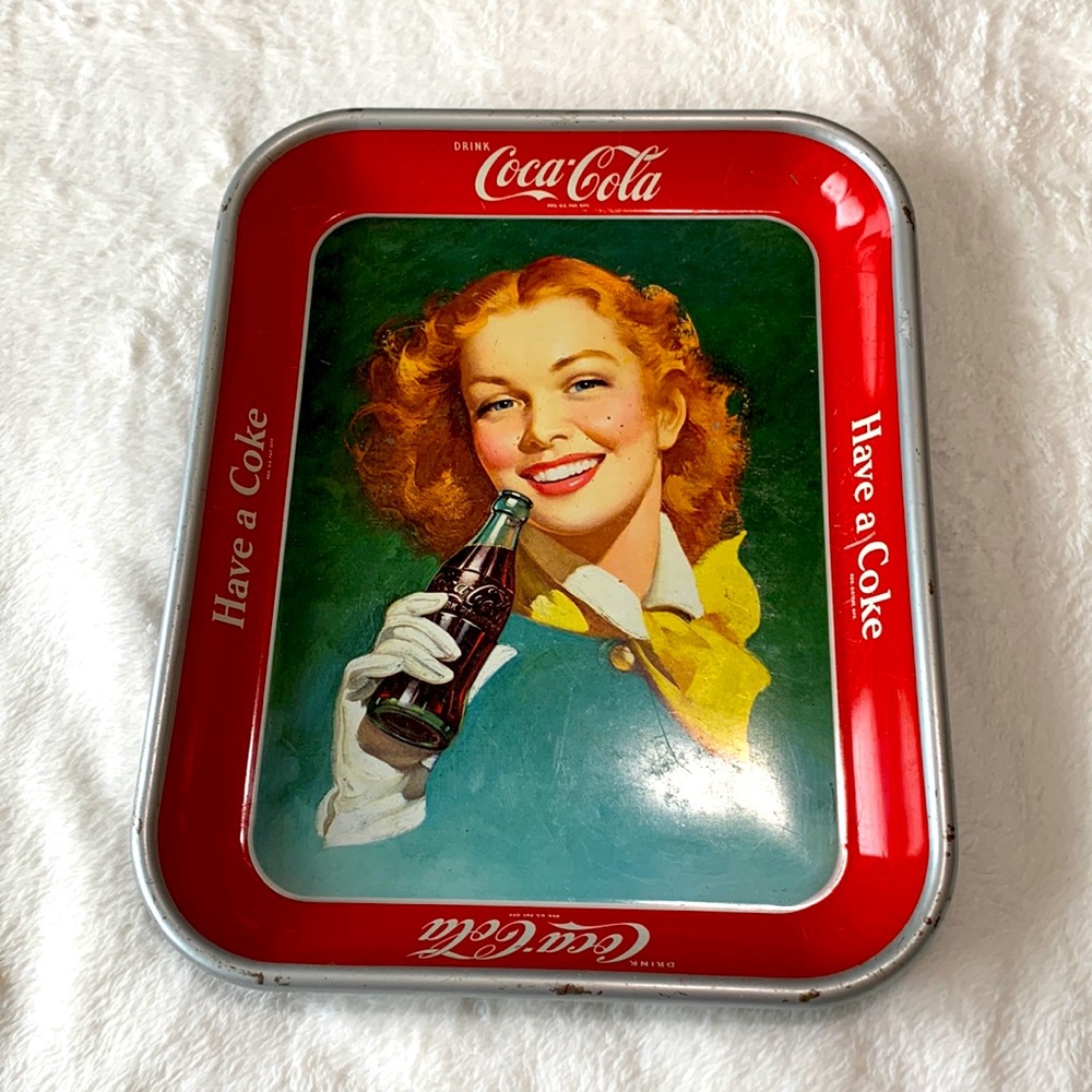 Coca-Cola redhead girl metal Tray